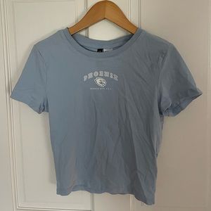 Baby blue phoenix crop top